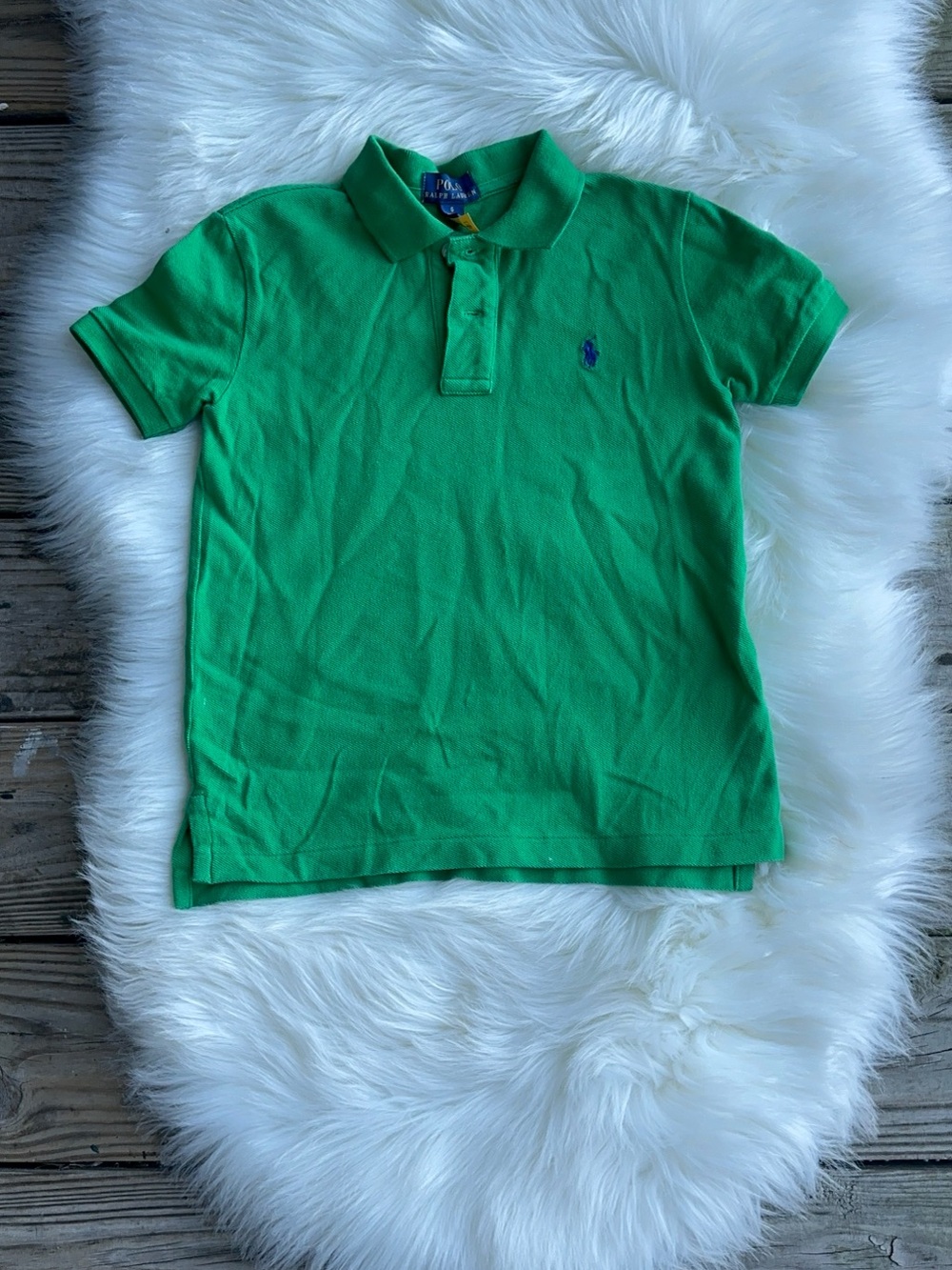 Ralph Lauren Green Boys' Short Sleeve Polo with Navy Pony